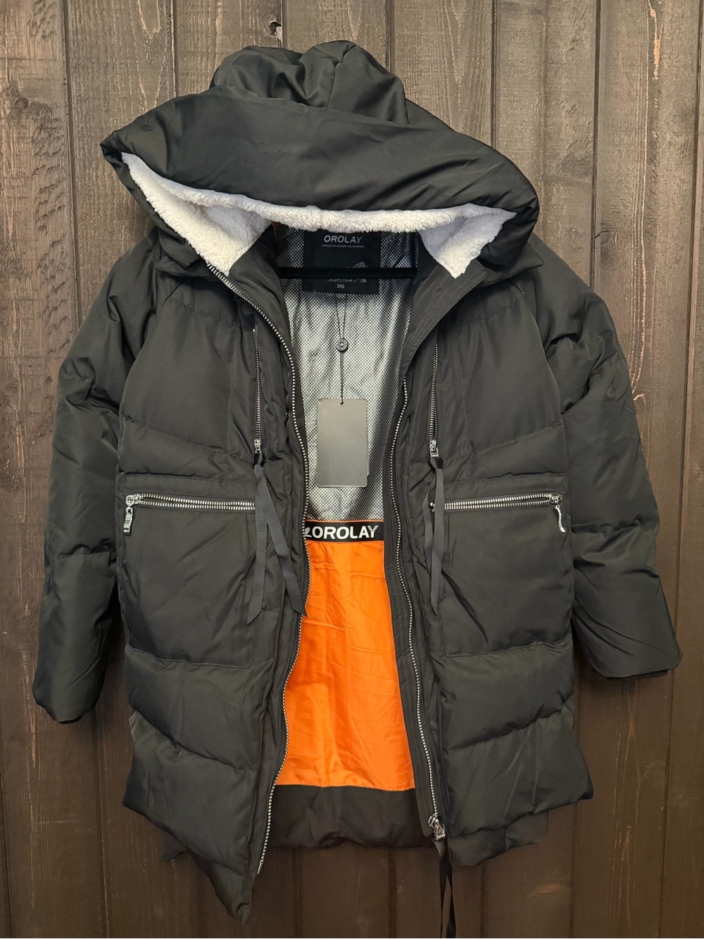 Nwt Orolay Thickened Women’s Down Winter Coat Quilted Puffer Sz 2xs Black Hooded — image 3 of 8